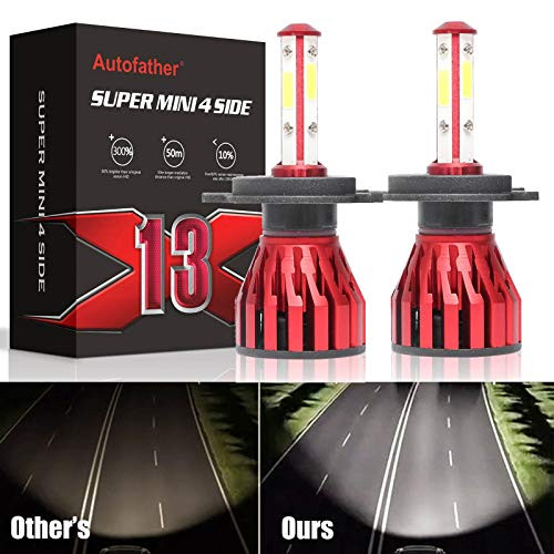 H4 LED Headlight Bulbs 4 Sided Chips 6000K 12000LM Extremely Bright 9003 HB2 High Low Dual Beam Conversion Kit