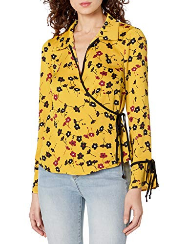 BCBGeneration Women's Wrap Top- X-Small Yellow