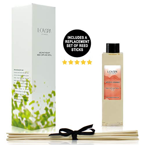 LOVSPA Spiced Orange Reed Diffuser Oil Refill with Replacement Reed Sticks - Cinnamon and Orange Scented Air Freshener Diffusing Oil Liquid for Scented Sticks- 4 Ounces- Made in The USA LOVSPA Spiced Orange Reed Diffuser Oil Refill with Replacement Reed Sticks - Cinnamon and Orange Scented Air Freshener Diffusing Oil Liquid for Scented Sticks- 4 Ounces- Made in The USA