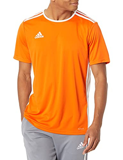 adidas Men's Entrada 18 AEROREADY Primegreen Regular Fit Soccer Short Sleeve Jersey- Orange/White- XX-Large