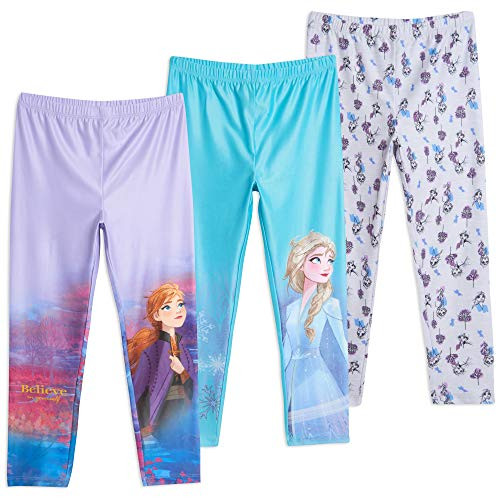Disney Frozen Princess Anna Queen Elsa Big Girls 3 Pack Leggings - 7-8