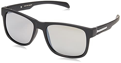 Foster Grant Men's Ramble Rectangular Sunglasses- Black/Smoke- 158 mm