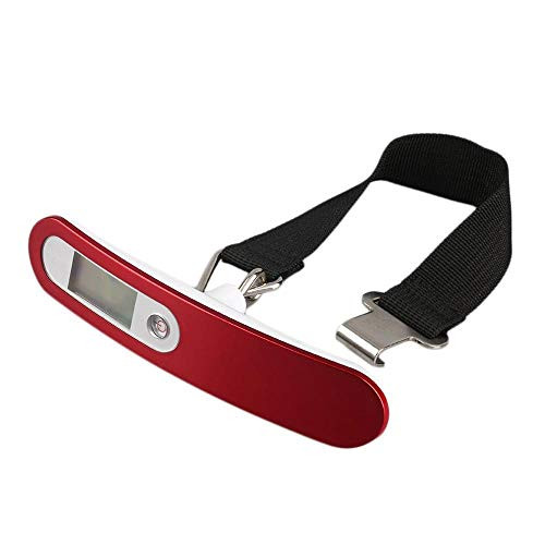 Digital LCD Bag Scale Electronic Handheld Scales for a Travel Suitcase Weight Luggage Balance Weigher Weighing Machine 50kg Red