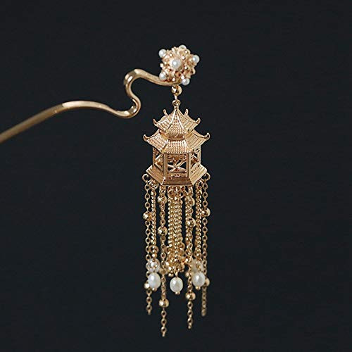 Houchu Handmade Hair Stick Vintage Hair Pin Chinese Hair Sticks Hanfu Long Tassel Traditional Classical Hair Chopsticks Hairpin -Hair Stick-