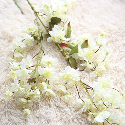 Artificial Flowers 1 Branch Artificial Cherry Blossoms Spring Plum Silk Peach Blossom Branch Silk Flower for Wedding Party Decors Wedding Bouquets -Color - White-