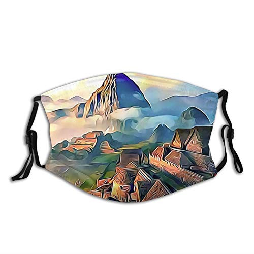 Native American Print Face Mask-Adjustable Ear Loops Balaclava Bandana with 2 Filter for Unisex