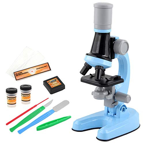 Ksruee Kids Microscope- 100x 400x 1200X Magnification Children Science Microscope Kit with LED Lights for Kids Beginner Children Student- Educational Toy Birthday- Include 3pcs Specimen