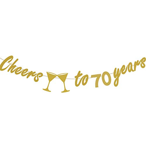 70th BIRTHDAY PARTY DECORATIONS - Glittery Gold Cheers to 70 Years Banner,Perfect Party Supplies 70th Anniversary Decorations for 70th Birthday