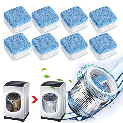 8Pcs Washing Machine Cleaning Tablets-Effervescent Washing Machine Cleaner-Triple Decontamination Remover Deodorant and Descaler- for Front and Top Load Washers -8 Pack-