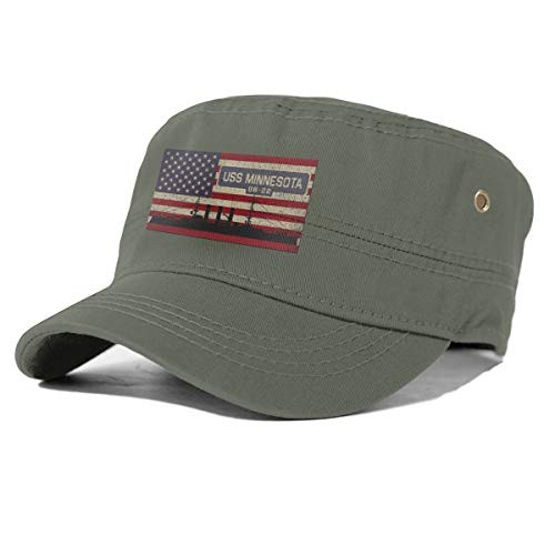 USS Minnesota BB-22 Cadet Army Cap Flat Top Sun Cap Military Style Cap Moss Green