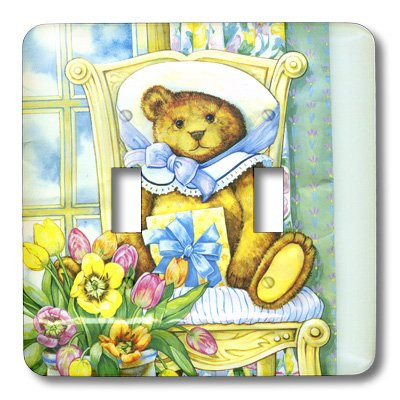 3dRose lsp_34905_2 Teddy Bear on Chair Double Toggle Switch