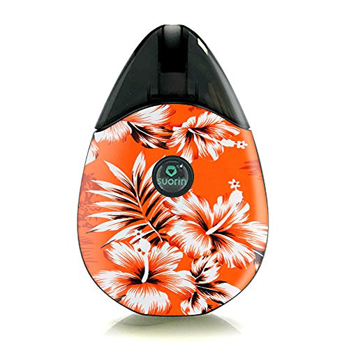 Skin Decal Vinyl Wrap for Suorin Drop Vape Kit Skins Stickers Cover/Orange Tropical Hibiscus Flowers