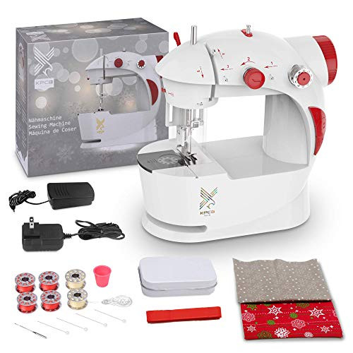 KPCB Kids Sewing Machine with DIY Christmas Bag Material -Red- -Renewed-