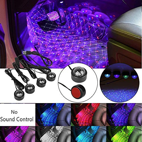 KGIDK USB Car LED Atmosphere Lamp Star Light- Sound Control Interior Seat Ambient Decor lamp- RGB Colorful Lamps Car Accessories for All Types of Cars -Not Sound Control-