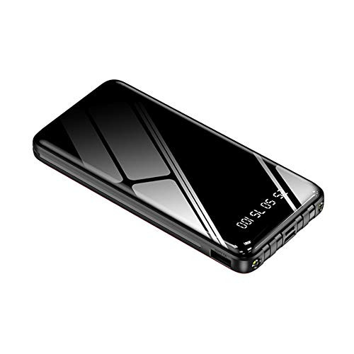 AERFA 10000mAh Portable Charger- Ultra Slim USB C Power Bank with LED Display- 4 Output External Battery Pack-Built in Micro and USB C Four Cables Compatible with All mobilephone