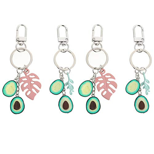 LUOZZY Emulate Avocado Key Ring Avocado Seed Green Branch Avocado Seed Powder Leaf Key Ring Cute Plant Avocado Key Ring