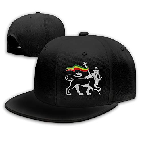 No Branded Rasta Lion of Judah Snapback Hat Unisex Trucker Hat Hip Hop Flat Bill Adjustable Baseball Cap Black