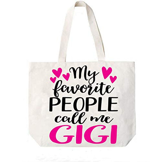 Gigi My Favorite People Call Me Gigi Canvas Tote Bag Grandma Gift Idea Book Bag Travel Tote Handbag -COCOVICI