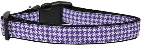 Unconditional Love Purple Houndstooth Nylon Dog Collar44- Large