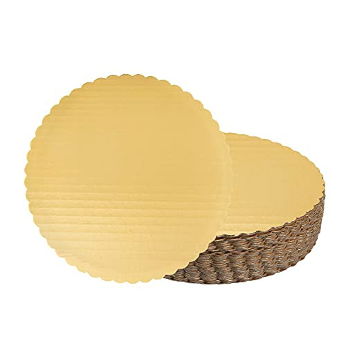 10 Inch Cake Boards Cake Base Cardboard Rounds Circles Gold Scalloped Cake Board-30 Pack-