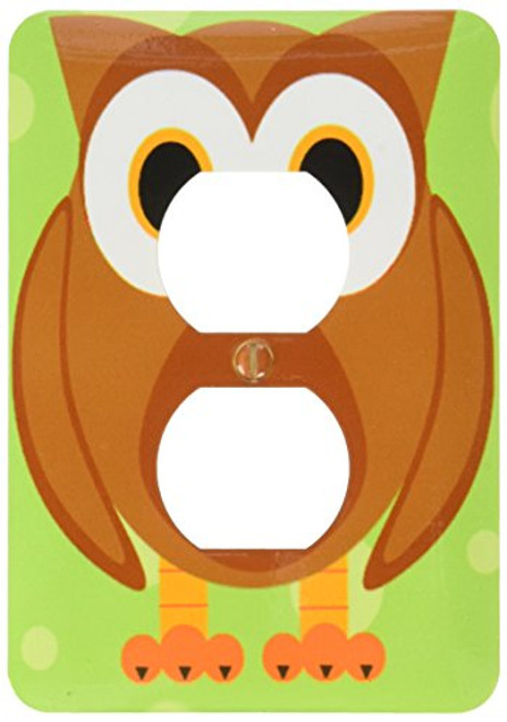 3dRose lsp_6311_6 Cute Brown Owl On Bright Green Background 2 Plug Outlet Cover Multicolor