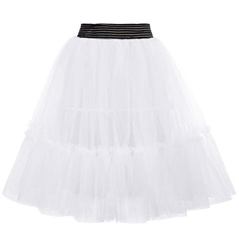GRACE KARIN Underskirt for Dresses 50s Style Petticoat Crinoline for Poodle Skirt -M- White-