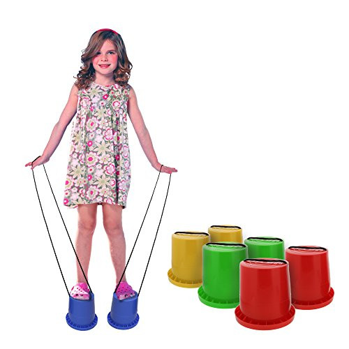 Get Out! Bucket Stilts in Blue  Kid Stilt 2-Pack (Pair) Walking Cups for Children  Kids Stepper Toy Walking Stilts