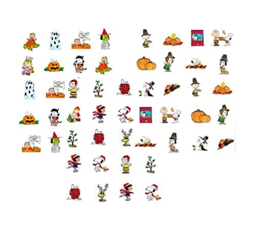 60 Fall / Winter Holiday Peanuts Waterslide Nail Decals / Nail Art - Halloween- Thanksgiving- Christmas-
