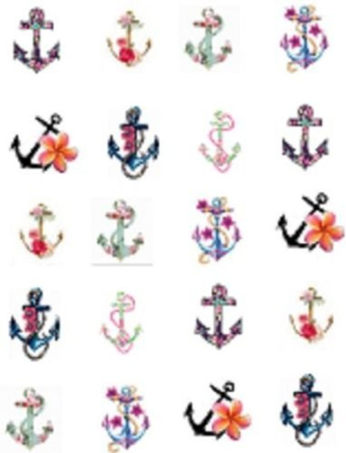 40 Floral Anchors Nail Art Decals 40 Floral Anchors Nail Art Decals