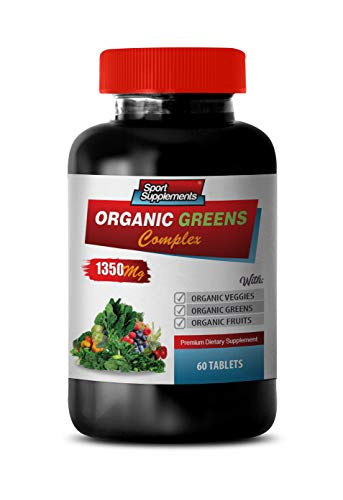 Greens Supplements Pills - Organic Greens Complex 1350MG - Premium Dietary Supplement - Broccoli Extract Organic - 1 Bottle 60 Tablets