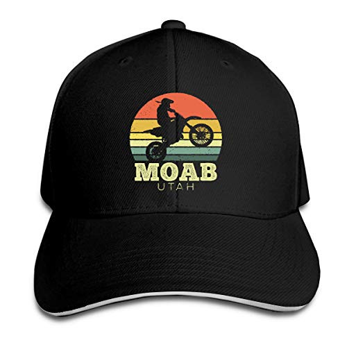 Moab Utah Motorcycle Vintage Sunset Funny Trucker Dad Hats Fitted Sun Hats for Women Men Adjustable Baseball Cap Black