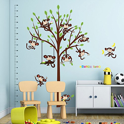 Wallpark Cartoon Naughty Monkeys Swinging on Tree Height Sticker- Growth Height Chart Measuring Removable Wall Decal- Children Kids Baby Home Room Nursery DIY Decorative Adhesive Art Wall Mural Wallpark Cartoon Naughty Monkeys Swinging on Tree Height Sticker- Growth Height Chart Measuring Removable Wall Decal- Children Kids Baby Home Room Nursery DIY Decorative Adhesive Art Wall Mural