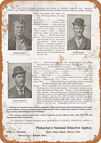 UFceLl 8 x 12 Metal Sign - 1904 Pinkerton's Wanted Poster for Butch Cassidy and Sundance Kid - Vintage Look Reproduction 2