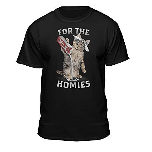for The Homies Cat Pouring Milk T-Shirt -Small- Black