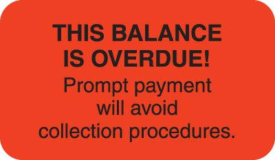 Doctor Stuff - File Folder Chart Labels- MAP4490- This Balance- Billing and Collection Medical Stickers- Fluorescent Red/Black- 1-1/2inch x 7/8inch- 250 per Box