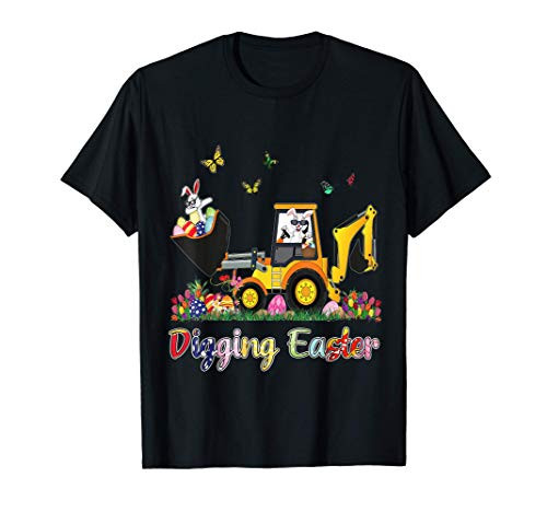 Digging Easter Bunny Toddler Boy Egg Hunt Tractor Excavator T-Shirt