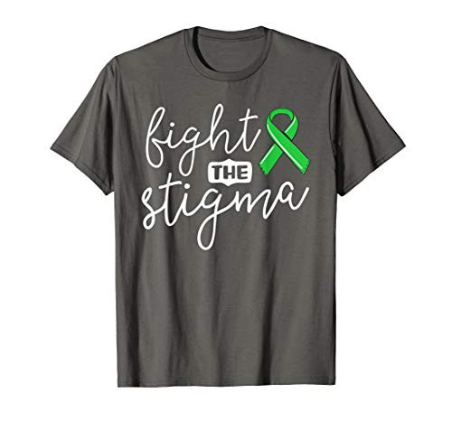 Fight The Stigma Mental Health Awareness Shirt Green Ribbon T-Shirt