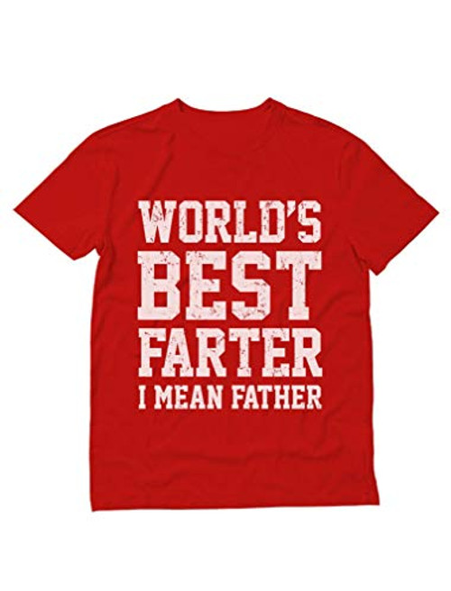 Funny Shirt for Dads- World's Best Farter- I Mean Father T-Shirt X-Large Red