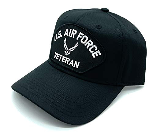 Infinite Hats US Air Force Veteran Silver Patch Adjustable Baseball Cap -Black-