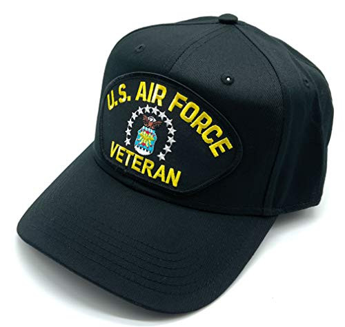 Infinite Hats US Air Force Veteran Patch Adjustable Baseball Cap -Black-