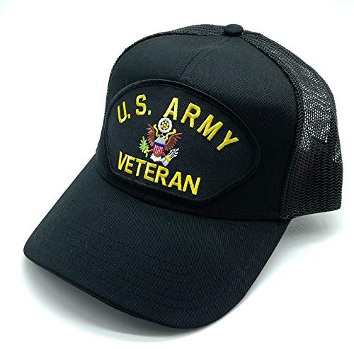 Infinite Hats US Army Veteran Patch Mesh Adjustable Baseball Cap -Black-