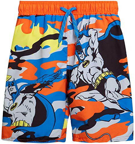 Warner Bros. Boys Swim Trunk Shorts - Batman and Justice League- Batman/Orange Camo- Size 7