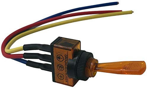 `-4- Universal Amber Illuminated Plastic On Off Toggle Switch 12V SPST  and  6inch Leads