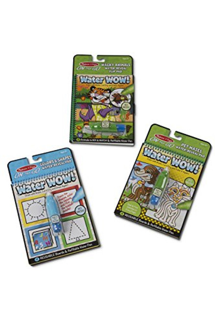 Melissa & Doug Water Wow! Water-Reveal Travel Activity Pad 3-Pack - Flip Pad, Colors-Shapes, Mazes