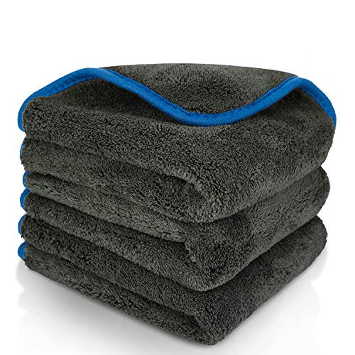 BMLEI Premium Microfiber Towels 1200GSM Thick Professional Car Drying Towel Microfiber Cleaning Cloth Rags for Cars Detailing Washing Supplies -Blue-