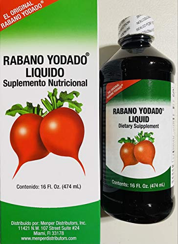 Rabano Yodado Liquid 16 Fl Oz. - Bonus Size - Supplement Vitamin B12- B6 and Thiamin -1 Month Supply-