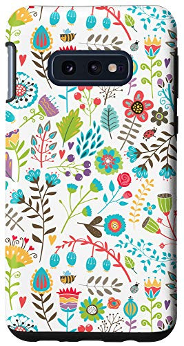 Galaxy S10e Trendy Floral Botanical Garden Case Teal Pink and Orange Case