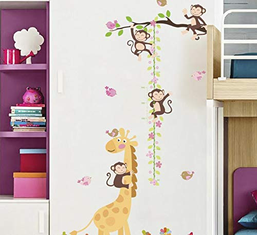 COVPAW Wall Stickers Growth Height Chart Measure Scale Decor Monkey Tree Giraffe Kids Nursery Baby Room Children's Room Decals