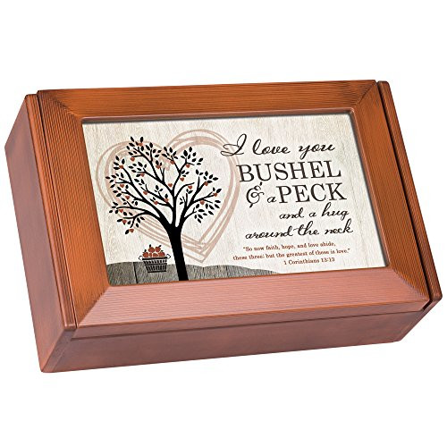 Cottage Garden Love You A Bushel and A Peck Hug Around The Neck Woodgrain Finish Petite Keepsake Jewelry Box Cottage Garden Love You A Bushel and A Peck Hug Around The Neck Woodgrain Finish Petite Keepsake Jewelry Box