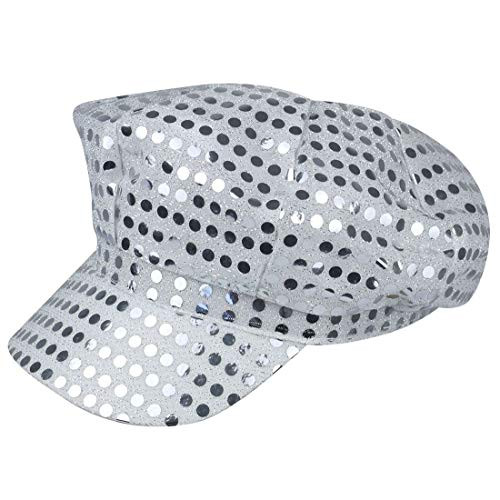 Rimi Hanger Womens 70s Disco Club Sequin Silver Hat Ladies Hen Night Party Cap Accessories One Size